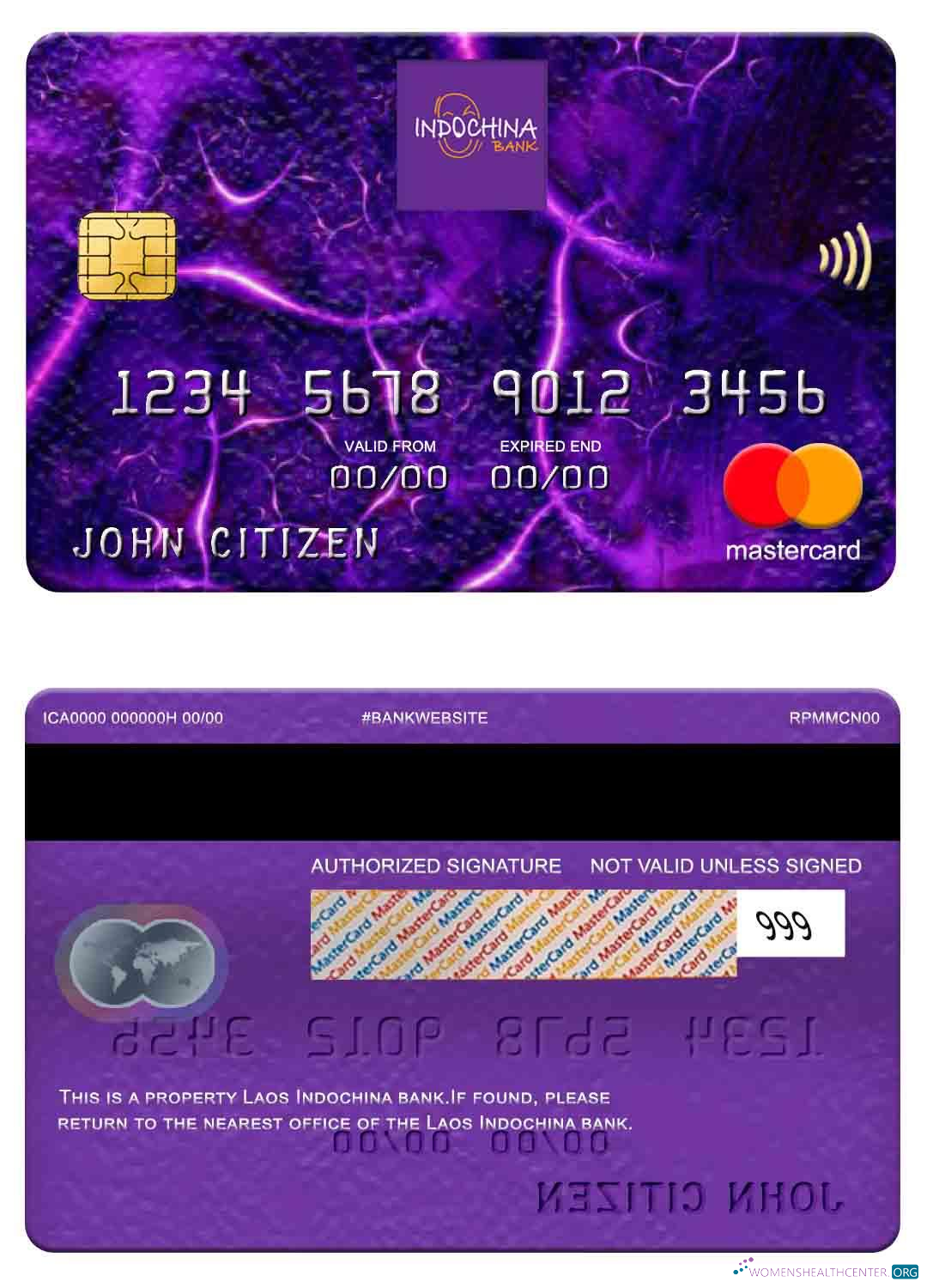 Download Laos Indochina Bank mastercard Photoshop template